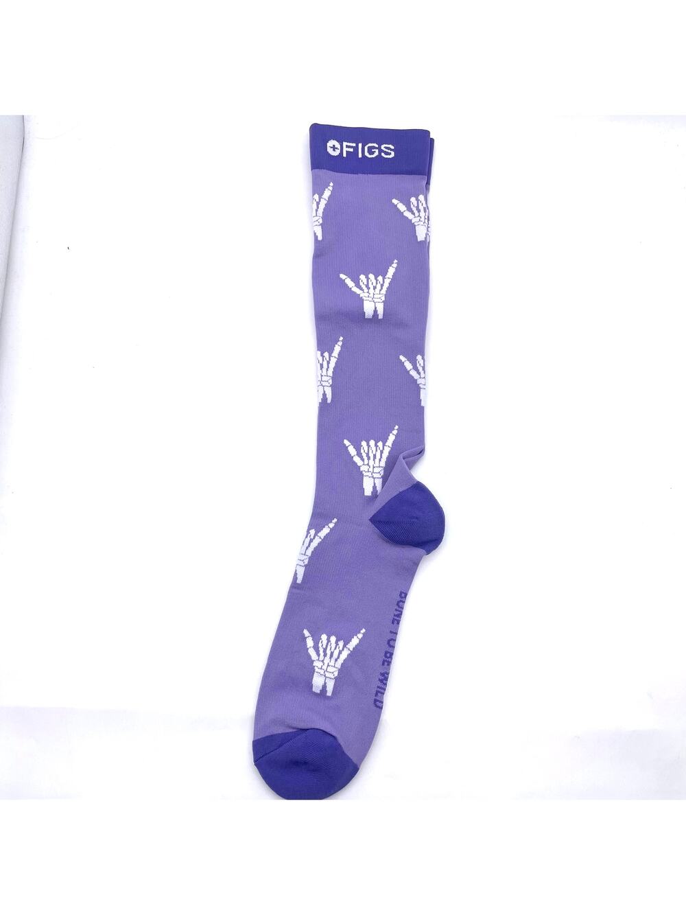 1 Pair FIGS Compression Purple 'Skeleton' Socks Size Large